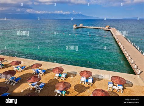 Beach In Kusadasi Aydin Province Turkey Stock Photo Alamy