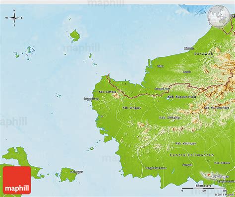 Physical 3D Map of West Kalimantan