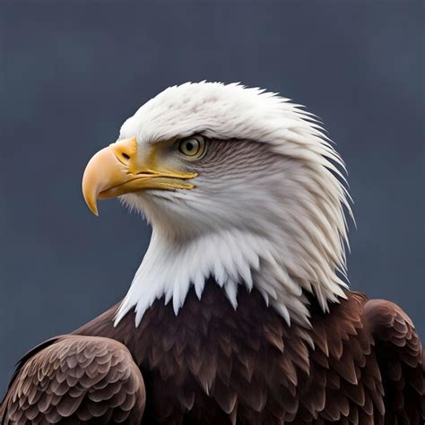 Premium Photo A Bald Eagle With A White And Yellow Beak And A Gray