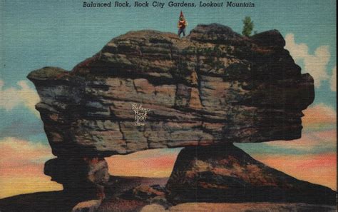 Vintage Linen Postcard Balanced Rock Rock City Gardens Lookout Etsy