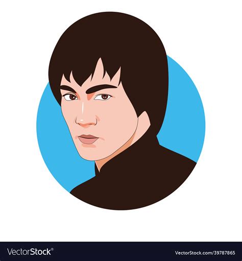 Bruce lee portrait cartoon Royalty Free Vector Image