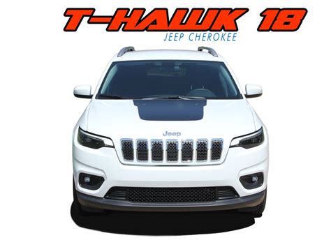 T Hawk Winged 1 2018 2021 Jeep Cherokee Trailhawk Center Hood Blackout Vinyl Graphics Decal