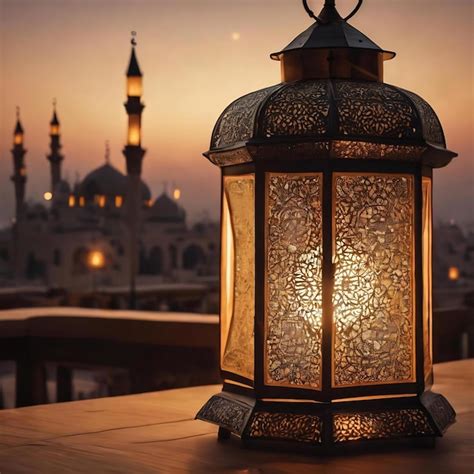 Premium Photo A Lantern With The Words Ramadan On It