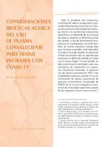 Consideraciones Bio Ticas Acerca Del Uso De Plasma Convaleciente Para