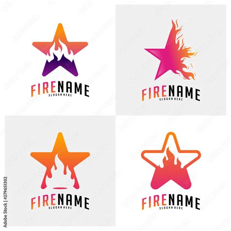 Set Of Fire Stars Logo Vector Logo Design Inspiration Vector Icons