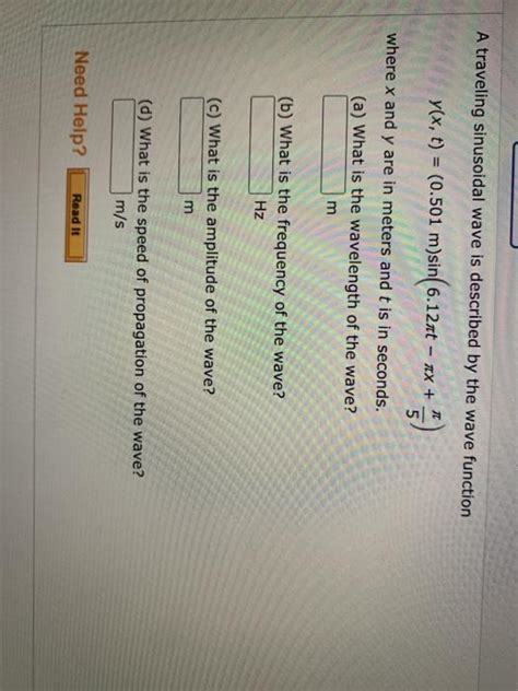 Solved A Traveling Sinusoidal Wave Is Described By The Wave