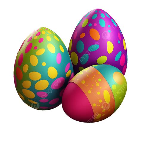 Perfect Colorful Handmade Easter Eggs Isolated On Transparent