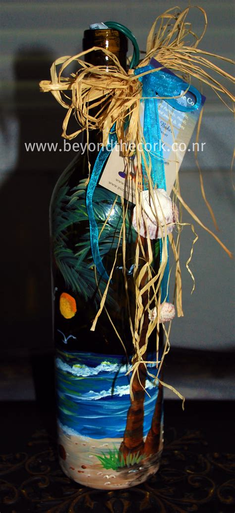 Hand Painted Wine Bottle With Lights And Or Candle For Your Home Or