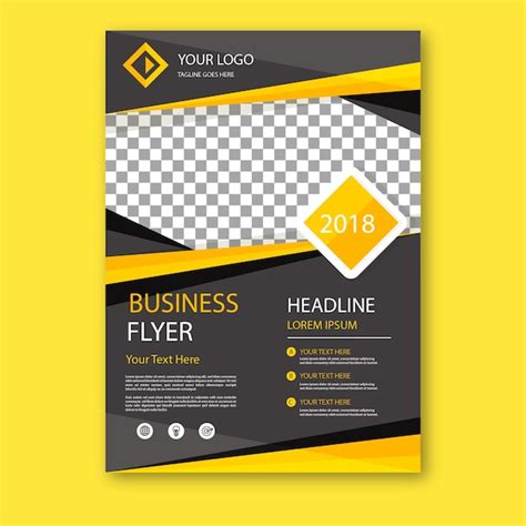 Plantilla De Folleto Comercial Gris Y Amarillo Vector Premium