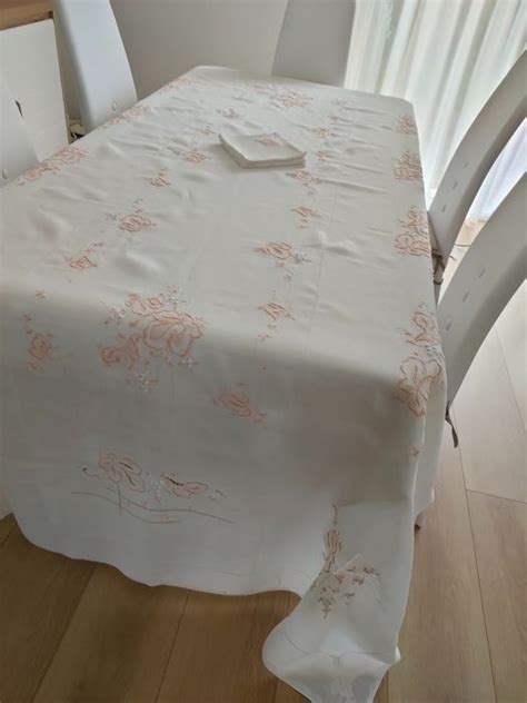 Belle nappe 11 serviettes brodée et en applique 295 x Catawiki