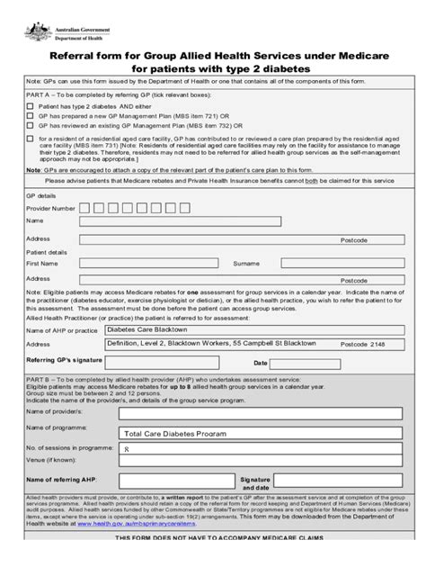 Fillable Online Referral Form For Group Allied Health Services Under