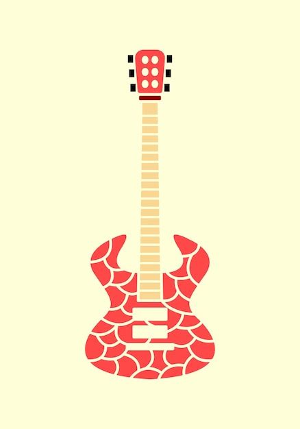 Ilustración de vector plano de diseño de guitarra roja para elemento