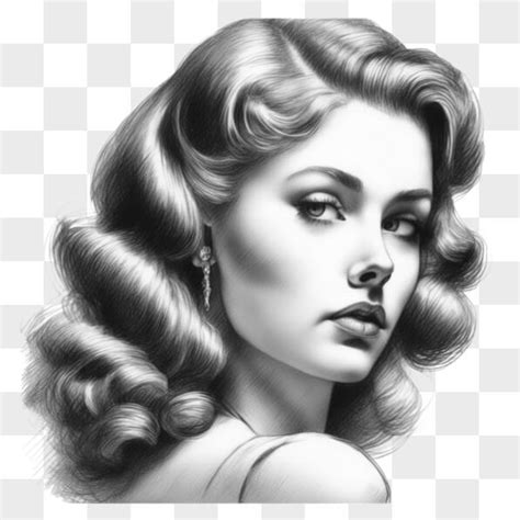 Download Vintage Drawing Of A Woman With Curly Hair Sketches Online