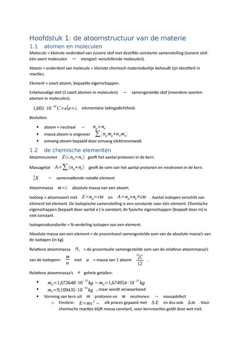 Hoofdstuk 1 De Atoomstructuur Van De Materie Guy Koeckelberghs