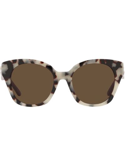 Tory Burch Oversized Acetate Cat Eye Sunglasses In Grey Tortoise Modesens