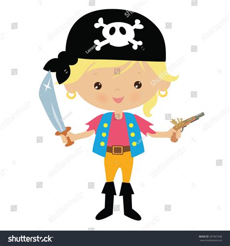 Cute Girl Pirate Vector Illustration Stock Vector Royalty Free