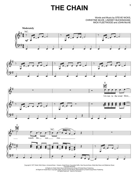 The Chain By Fleetwood Mac Sheet Music For Piano Vocal Guitar Chords