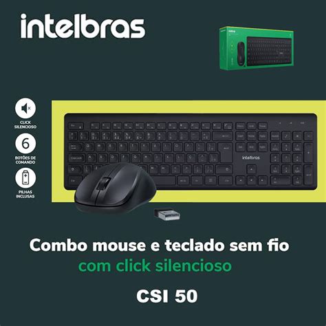 Kit Teclado E Mouse Wireless Sem Fio Intelbras Csi Loja Geek Smart