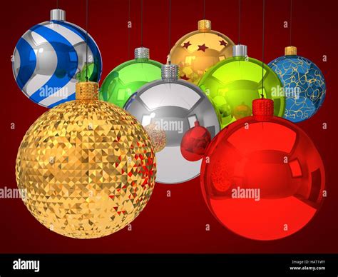 Group Of Christmas Baubles 3d Illustration Stock Photo Alamy