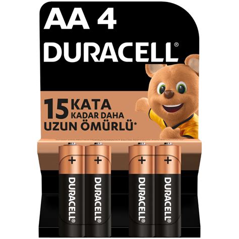 Duracell Alkalin AA Kalem Pil 1 5V LR6 MN1500 4 lü Paket