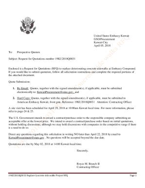 Fillable Online Kw Usembassy 1 Request For Quotation Letter