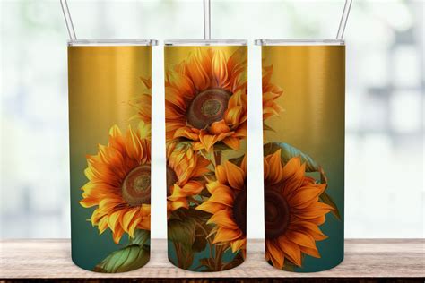 Sunflower 3d 20 Oz Skinny Tumbler Wrap Graphic By Mp Digital Art · Creative Fabrica