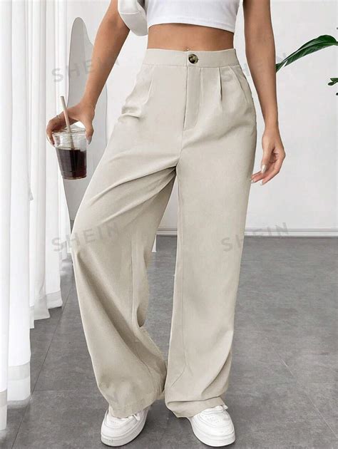 Shein Ezwear Pantalones De Talle Alto Con Dise O De Fruncido Moda De