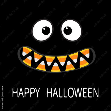 Happy Halloween. Scary monster face emotions. Vampire tooth fang. Big ...