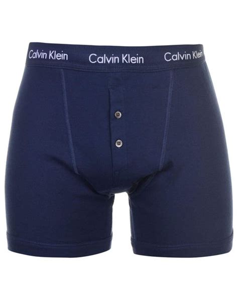 Calvin Klein Basics Button Front Boxer Briefs In Blue For Men Lyst UK