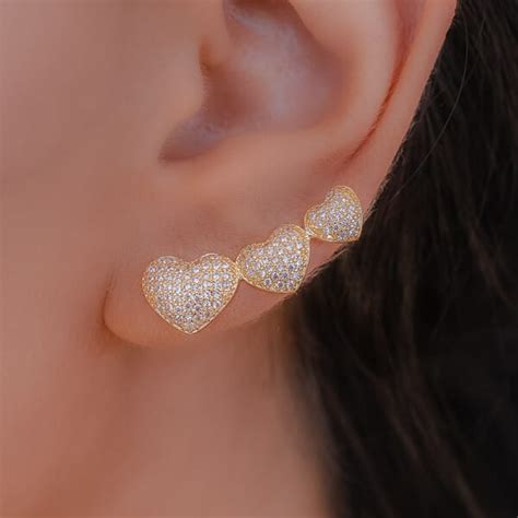 Brinco Ear Cuff Cora Es Cravejados Microzirconias No Dourado