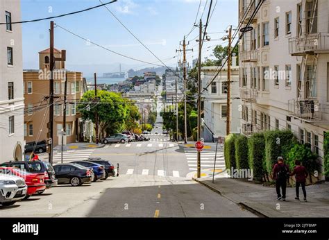 A View Down Chestnut Street In San Francisco In California Usa Stock