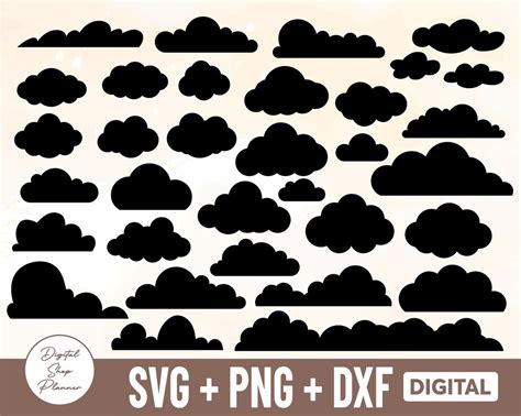 Nubes Svg Silueta De Nube Nube Meteorol Gica Svg Dxf Png Etsy M Xico