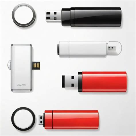 Conjunto De Vectores Detallados De La Unidad Flash Usb Vector Premium