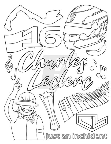 Charles Leclerc Formula Colouring Sheet F Driver Coloring Sheet