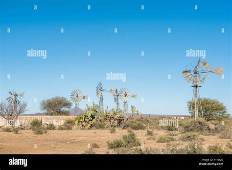 Many Windmills And A Concrete Dam On A Farm Between Britstown And