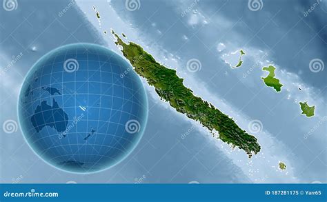 New Caledonia Satellite Country And Globe Composition Stock