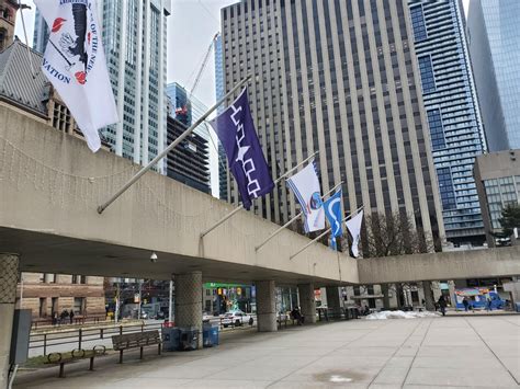 The Five First Nations Flags Outside Of Toronto City Hall Mississaugas