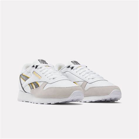 Classic Leather Shoes in Cloud White / Black / Always Yellow | Reebok ...