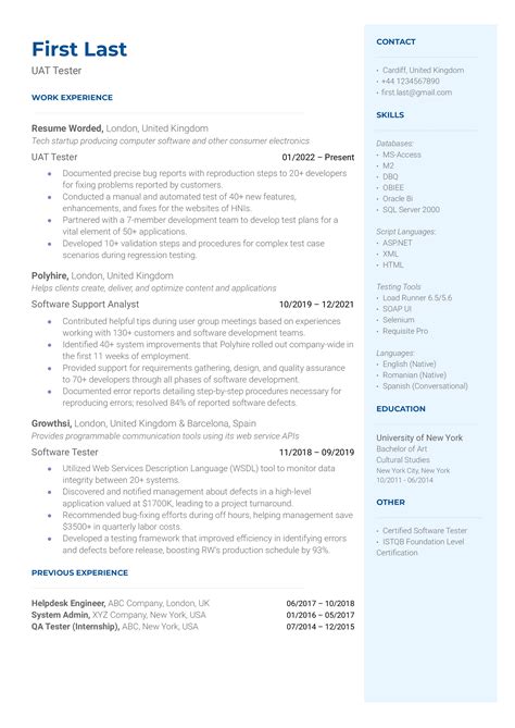 Uat Tester Resume Examples For Resume Worded 27192 Hot Sex Picture