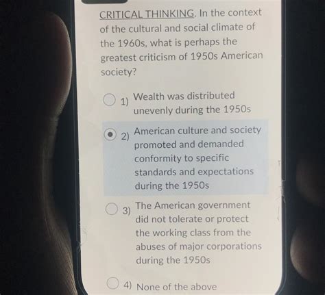 Solved CRITICAL THINKING. In the context of the cultural and | Chegg.com