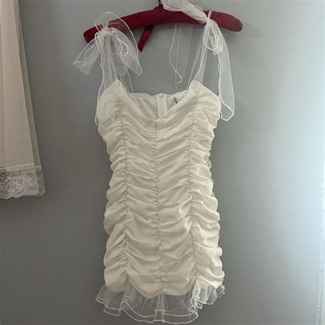 White Ruffle Ruched Lucy In The Sky Dress With Depop