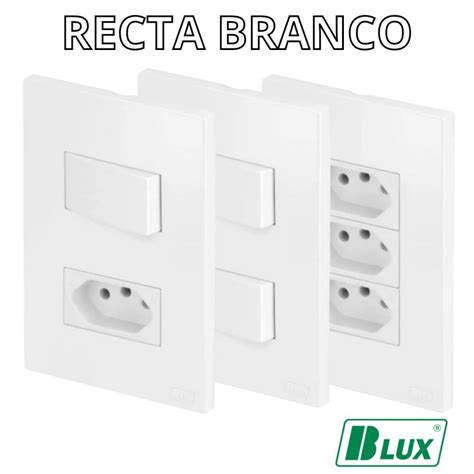 Conjunto Tomada Recta Satin Branco Fosco Blux X Tomada A A