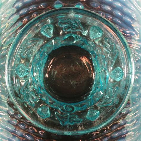 Antique Dugan Blue Opal Argonaut Shell Opalescent Glass Card Tray