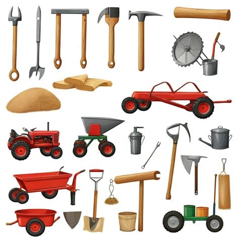 Premium Vector Farm Tools Vector Set White Background Isolated A High