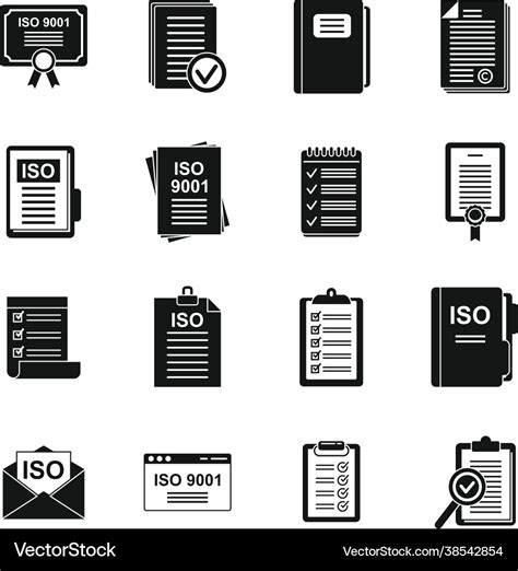 Iso Standard Icons Set Simple Certified Royalty Free Vector