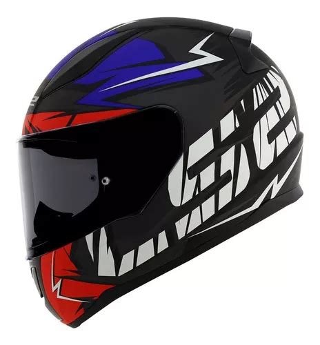 Capacete Ls2 Ff353 Rapid Cromo Vermelho Azul Preto Fosco MercadoLivre