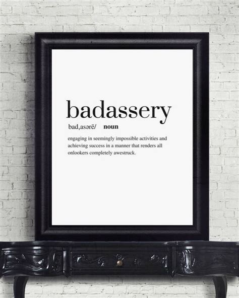 Badassery Definition Print Quote Print Digital Download Etsy