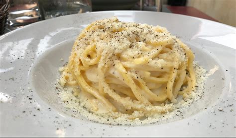 Spaghetti With Cacio E Pepe Cheese And Pepper An Italian Dish