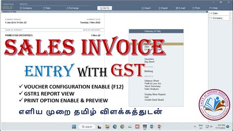 Sales Invoice Entry With Gst Tally Prime Tamil Sales Voucher Entry In