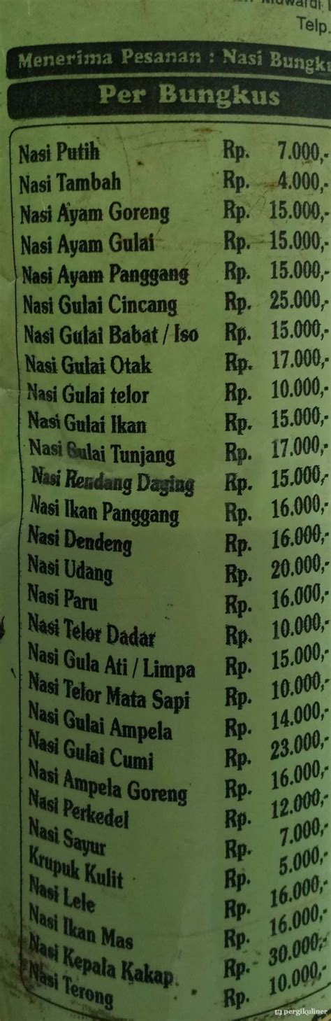 Selalu Diperbarui Menu Rm Pondok Minang Grogol